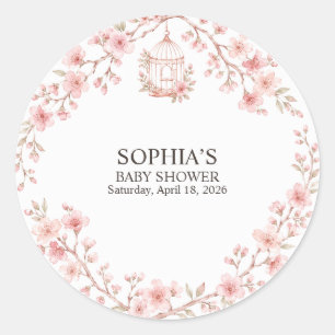 Cherry Blossom Baby Shower Classic Round Sticker
