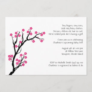 cherry blossom; baby shower invitation