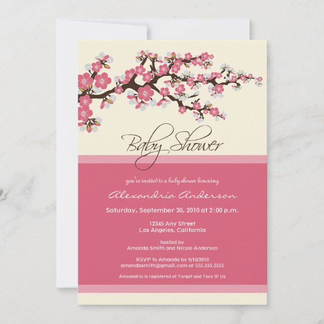 Cherry Blossom Baby Shower Invitation (pink) (Front)