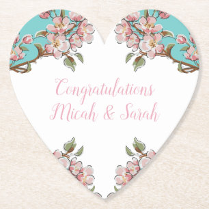 Cherry Blossom Baby Shower Paper Coaster