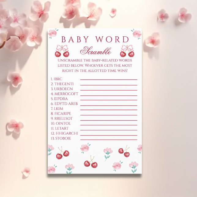 Cherry Blossom Baby Word Scramble Game Flyer (Creator Uploaded)