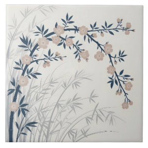Cherry Blossom & Bamboo Ceramic Tile