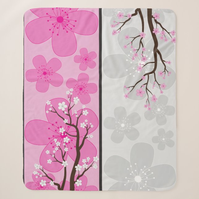 Cherry Blossom Banners Sherpa Blanket (Front)
