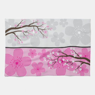 Cherry Blossom Banners Tea Towel