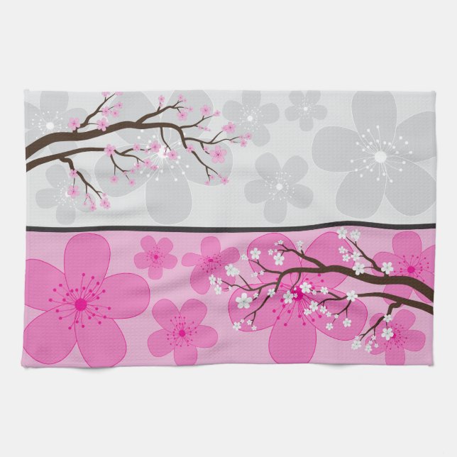 Cherry Blossom Banners Tea Towel (Horizontal)