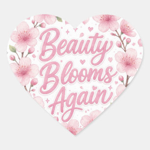 Cherry Blossom : Beauty Blooms Again Heart Sticker