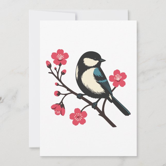 Cherry Blossom Bird - Spring Serenity Art Invitation (Front)