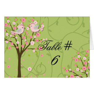 Cherry Blossom Birds Customised Table Number Cards