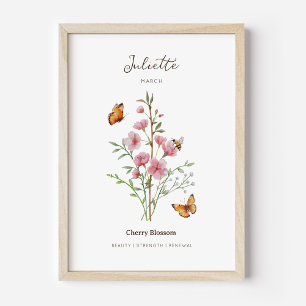 Cherry Blossom Birth Month Flower Poster
