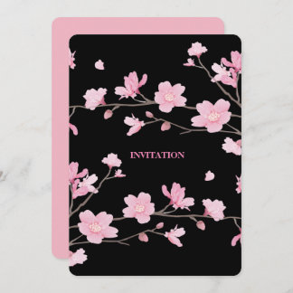 Cherry Blossom - Black Invitation