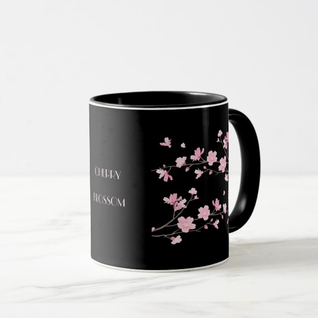 Cherry Blossom - Black Mug (Front Right)