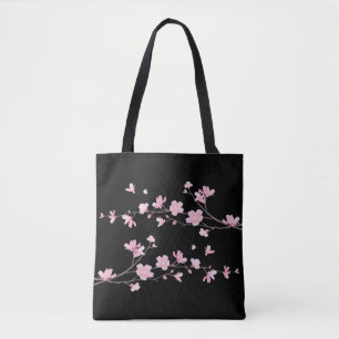 Cherry Blossom - Black Tote Bag