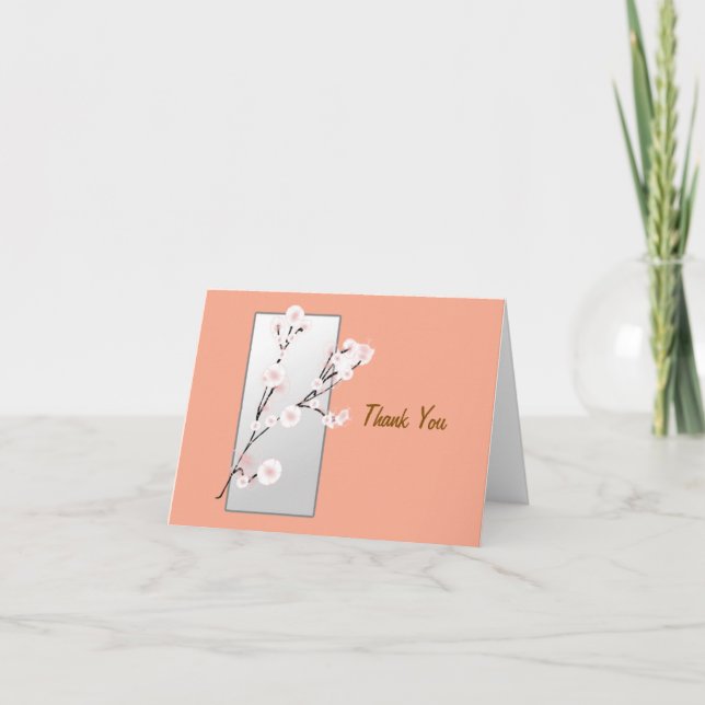 Cherry Blossom Blank Thank You Card (Front)