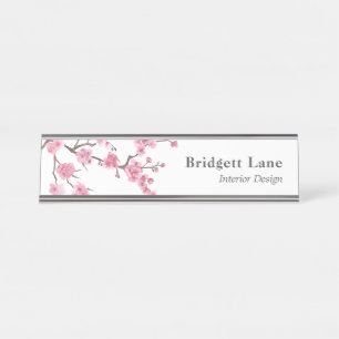 Cherry Blossom Bloom   Name + Title Desk Name Plate