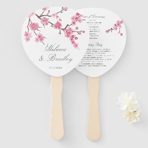 Cherry Blossom Bloom   Pink   Wedding Program Hand Fan