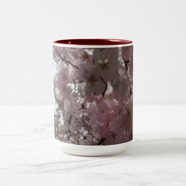 Cherry Blossom Bloom Two-Tone Coffee Mug (Center)