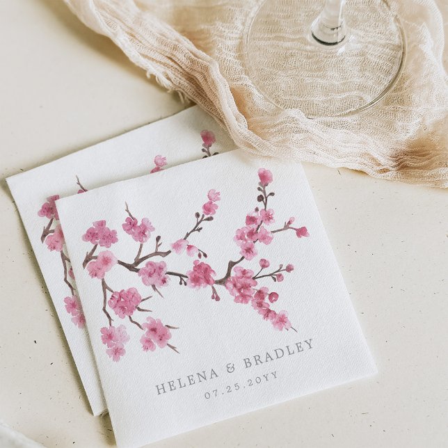 Cherry Blossom Bloom | Wedding Cocktail Napkin (Creator Uploaded)