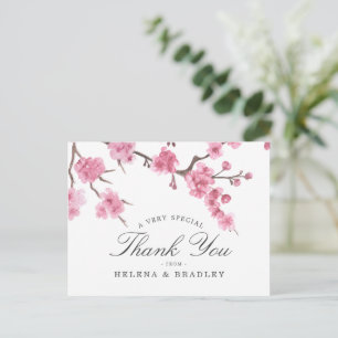 Cherry Blossom Bloom   Wedding Thank You Postcard