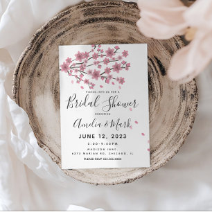 Cherry Blossom Blush Petals Bridal Shower  Rustic Invitation
