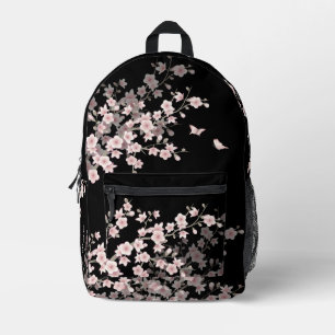 Cherry Blossom Blush Pink Black Printed Backpack