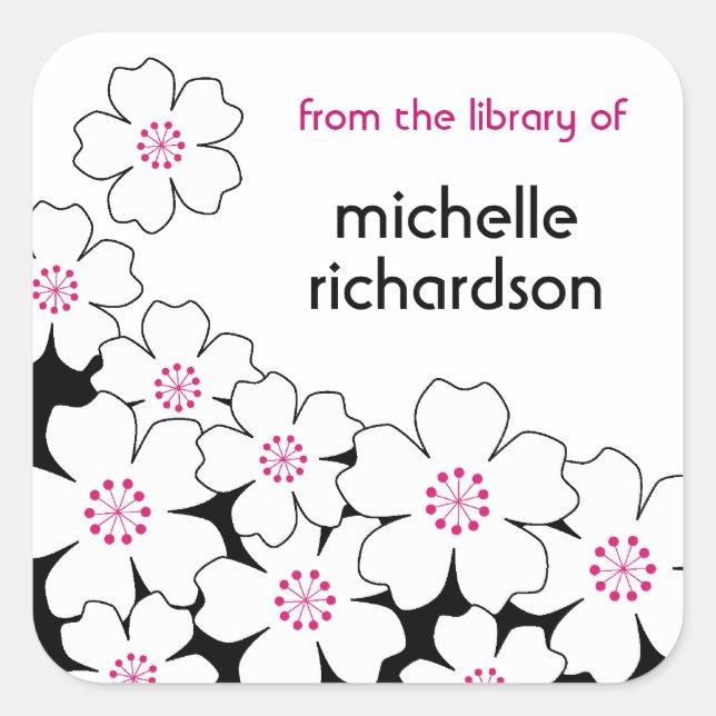 Cherry Blossom bookplates Square Sticker (Front)