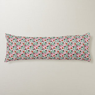 Cherry Blossom Botanical Pattern Red Floral Body Cushion