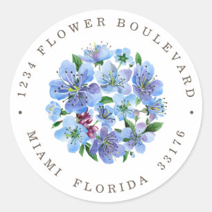 Cherry Blossom Bouquet Botanical Return address Cl Classic Round Sticker