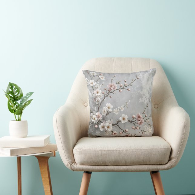 Cherry Blossom Branch Abstract Cushion (Chair)