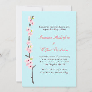 Cherry Blossom Branch Invitation (Blue)