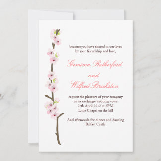 Cherry Blossom Branch Invitation (White)