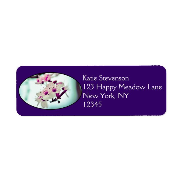 Cherry Blossom Branch Return Address Label (Front)
