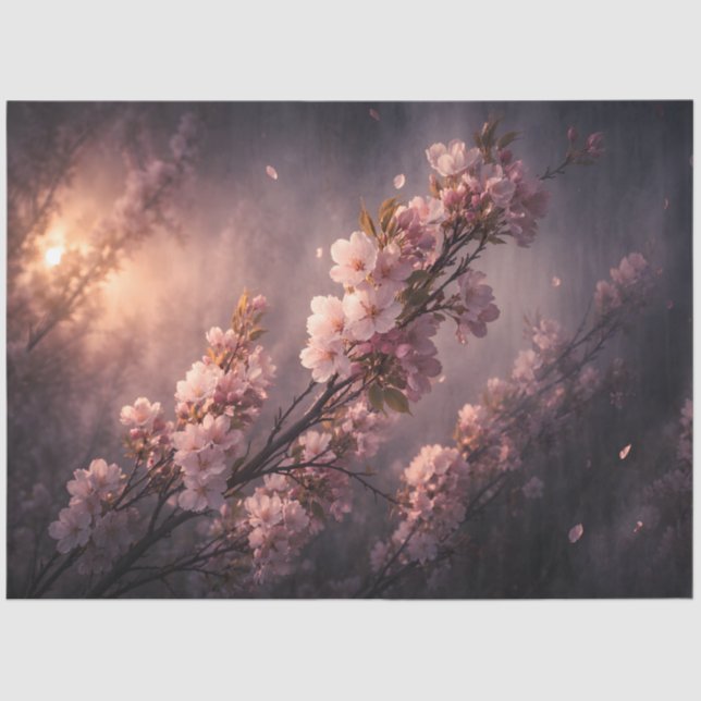 Cherry Blossom Branch Spring Floral Botanical  Tissue Paper (Front)