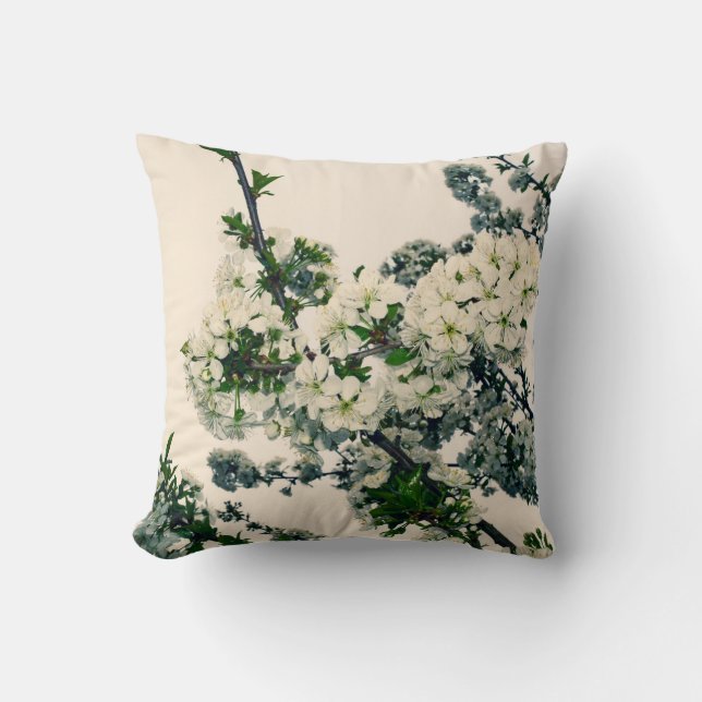 Cherry blossom branch throw pillow (Front)
