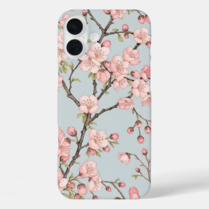 Cherry Blossom Branches on Blue – Elegant Floral iPhone 16 Plus Case