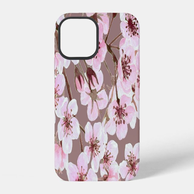 Cherry Blossom Branches Watercolor Pattern iPhone Case (Back)