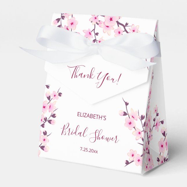 Cherry Blossom Bridal Shower Favour Box (Front Side)