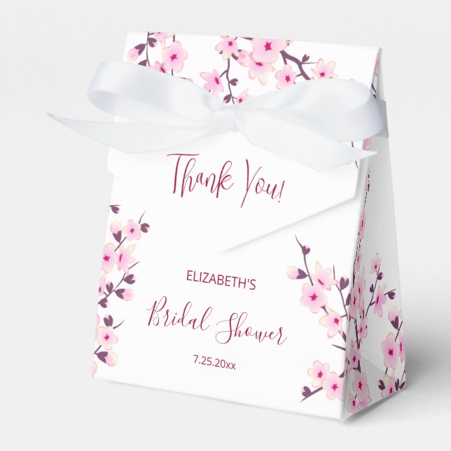 Cherry Blossom Bridal Shower Favour Box (Front Side)