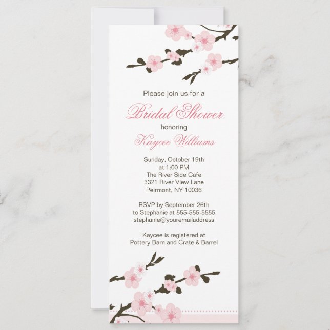 Cherry Blossom Bridal Shower Invitation (Front)