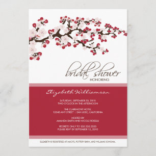 Cherry Blossom Bridal Shower Invitation (crimson)