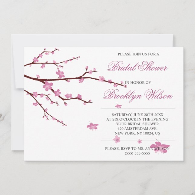 Cherry Blossom Bridal Shower Invitations (Front)