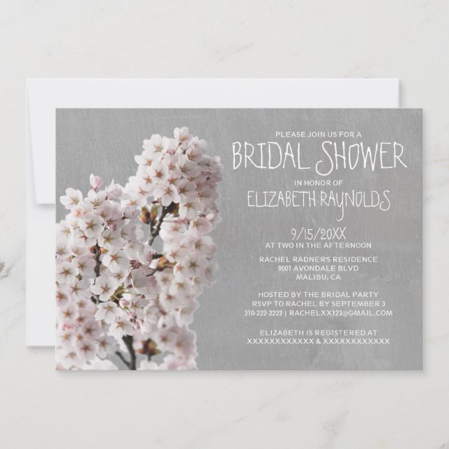 Cherry Blossom Bridal Shower Invitations (Front)
