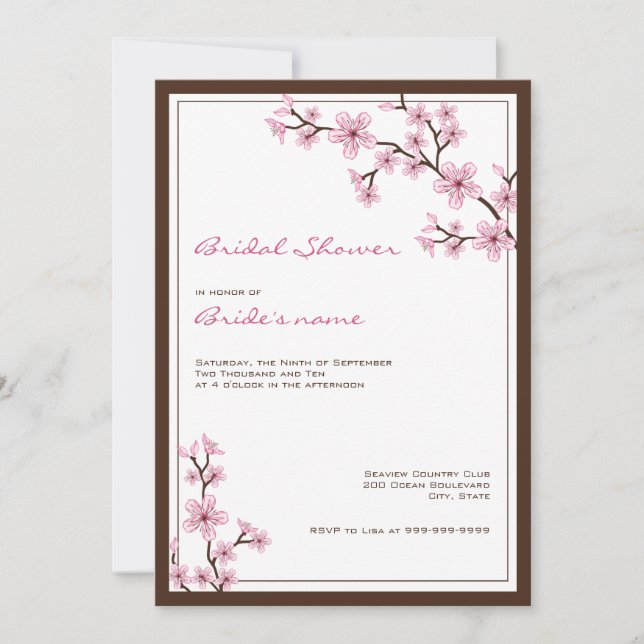 Cherry Blossom Bridal Shower Invitations (Front)
