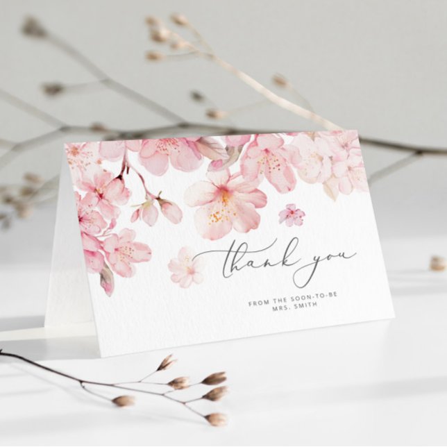 Cherry blossom bridal shower thank you card (Creator Uploaded)