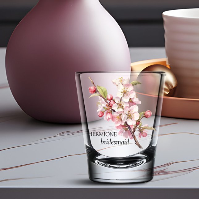 Cherry Blossom Bridesmaid Shot Glass (Bridesmaid shot glass from the Cherry Blossom wedding collection by Darling & May)