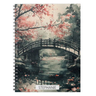 Cherry Blossom Bridge Sumi-E Landscape (1) Notebook