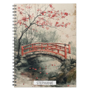 Cherry Blossom Bridge Sumi-E Landscape (2) Notebook