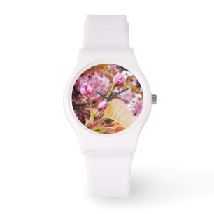 Cherry blossom bud print watch