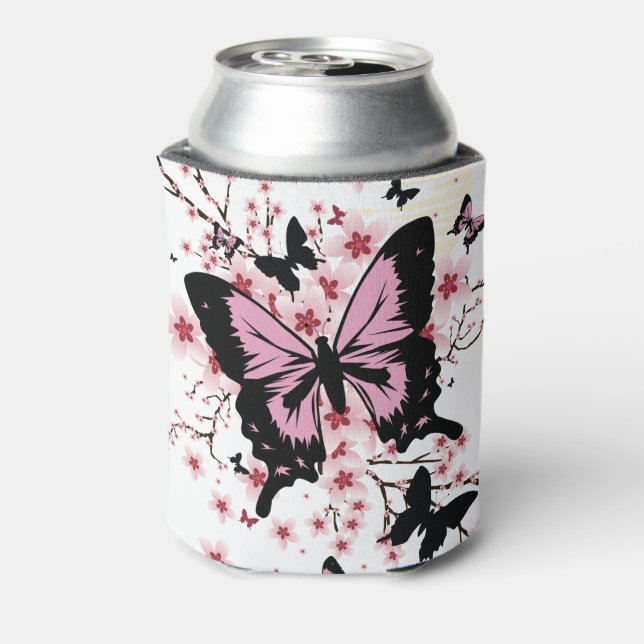 Cherry Blossom Butterflies Can Cooler (Can Back)