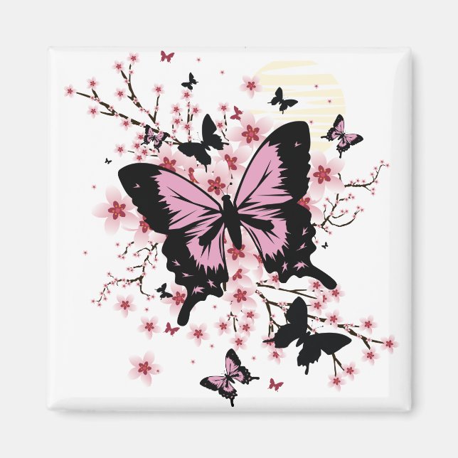 Cherry Blossom Butterflies Magnet (Front)