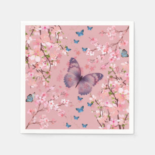 Cherry blossom & butterflies napkin